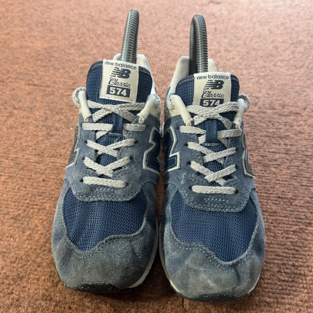New Balance 574 Classic Kids Navy Blue Grey Sneakers PC574EVN Boys Size 2‎ B+